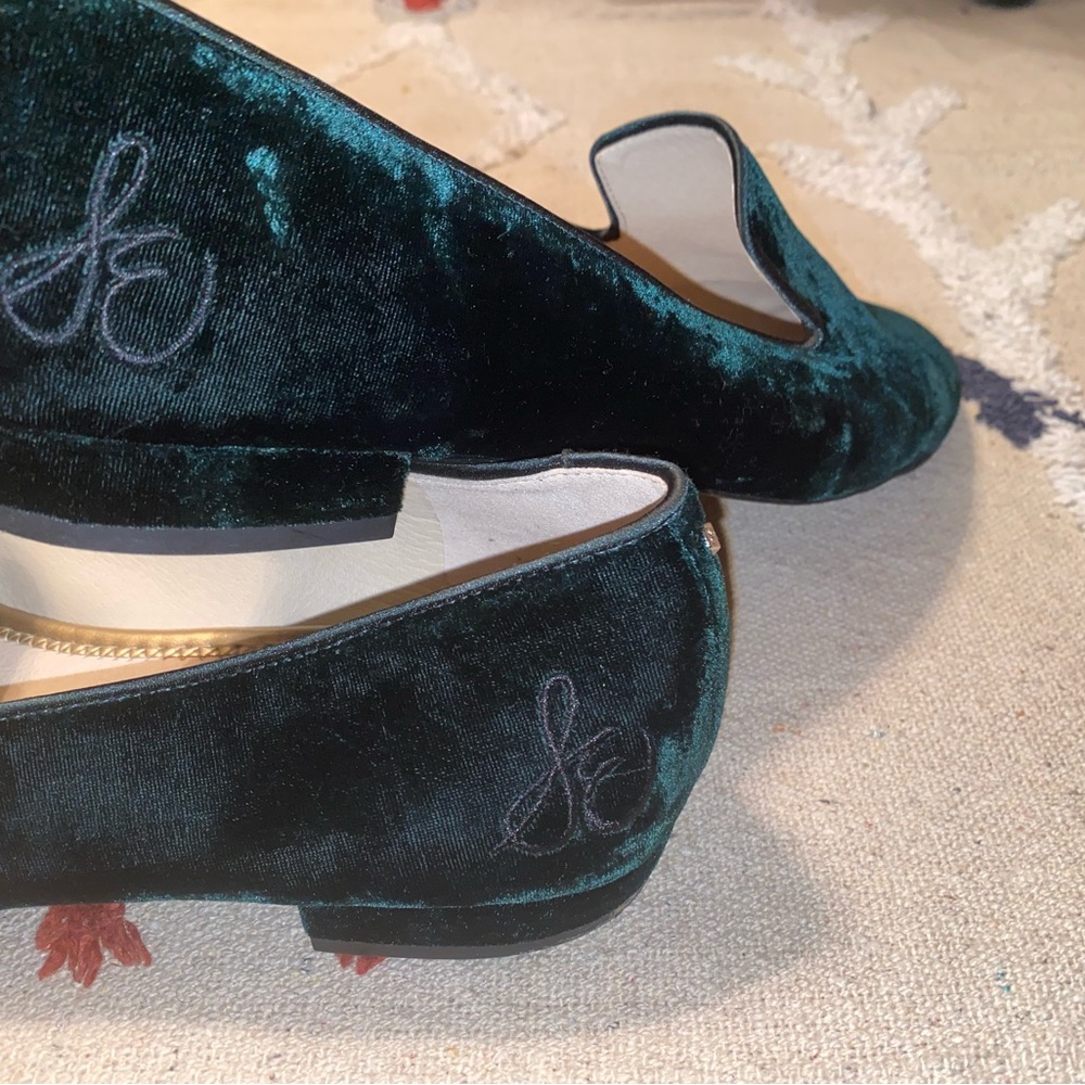 Sam Edelman Velvet Green Loafers Size 11